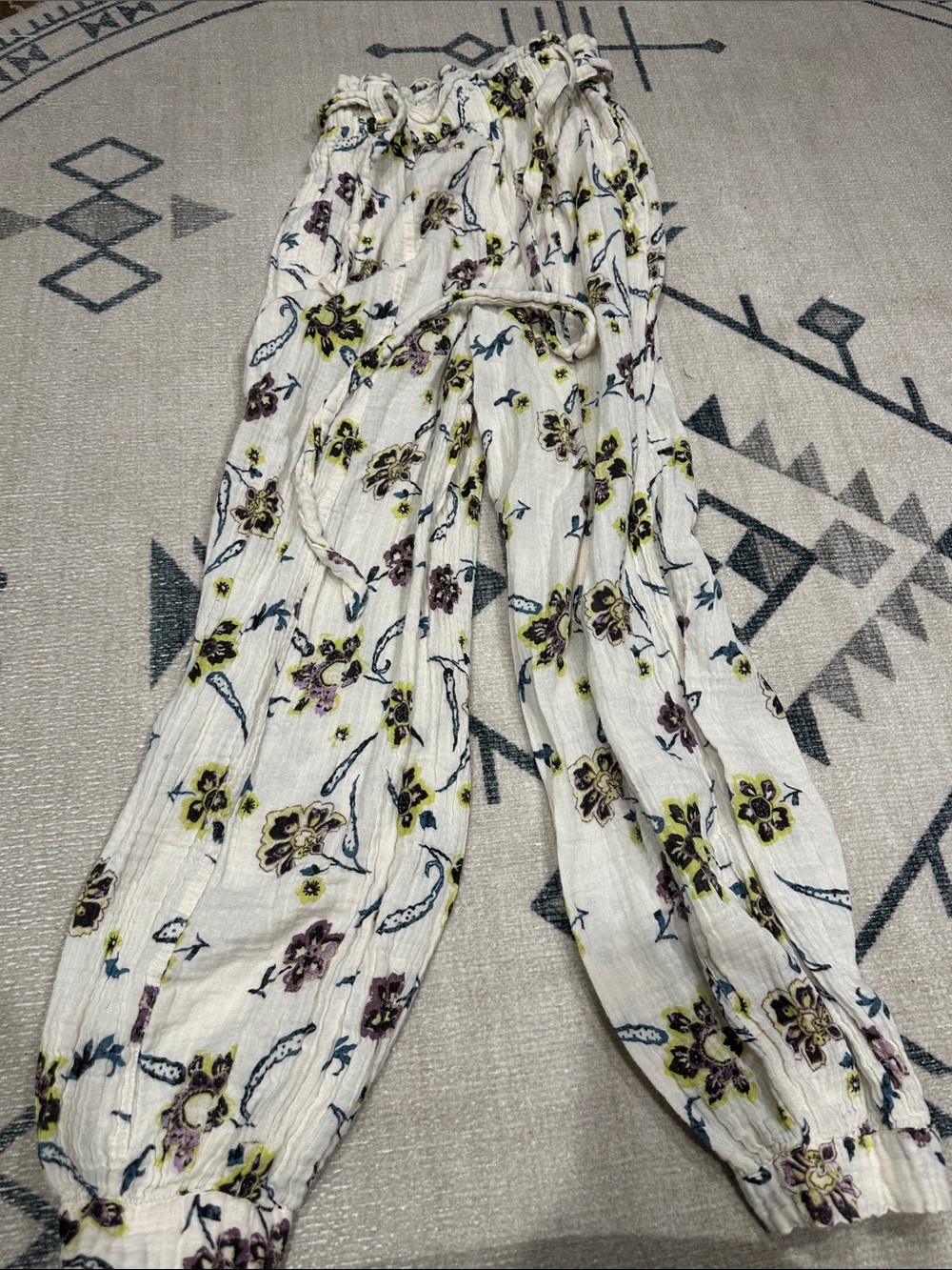 Free People Cream Floral Drawstring Joggers - Picture 5 of 5